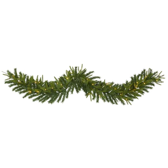 6ft. Pre-Lit Clear LED Green Pine Artificial Christmas Garland